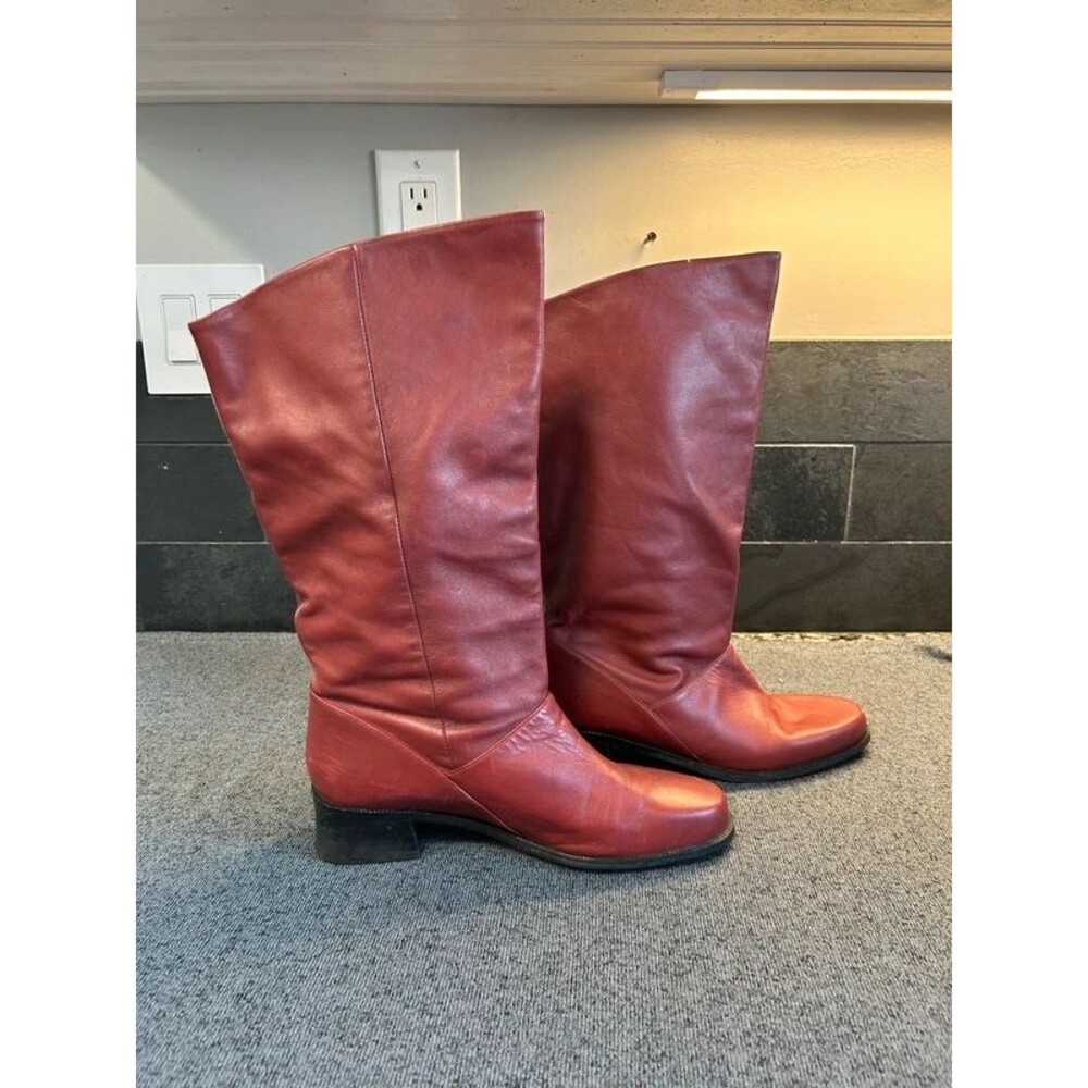 Markon Red Leather Heeled Boots 9.5 - Picture 3 of 4